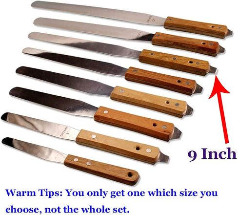 ملعقة حبر طباعة الشاشة مقاس 9 بوصة - سكين من الفولاذ المقاوم للصدأ بمقبض خشبي، مرن - 4 بوصة / 5 بوصة / 6 بوصة / 7 بوصة / 8 بوصة / 9 بوصة / 10 بوصة / 12 بوصة (9 بوصات) in Kuwait