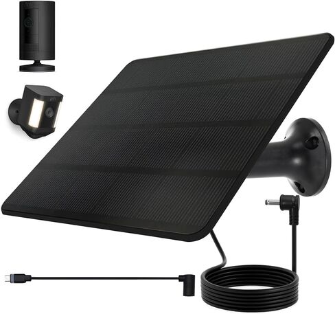 Ring Camera Solar Panel Charger, Compatible with Ring Stick Up Cam Battery, Ring Spotlight Cam Battery, Waterproof, 5W 6V Fast Charging, DC3.5mm Plug in Kuwait