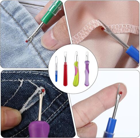 مجموعة أدوات تمزق الدرزات 4 قطع من LXUEJIE، كسارات درزات ملونة مع غطاء واقٍ، قاطع خيط احترافي لإزالة طبقات الحواف غير المرغوب فيها in Kuwait