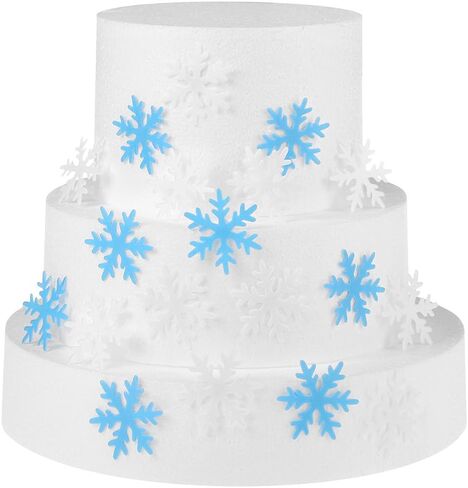 GEORLD 50Pcs Edible Cupcake & Cake Toppers Snowflakes Christmas Winter Party Decoration 2 Colors(White and Blue) in Saudi Arabia