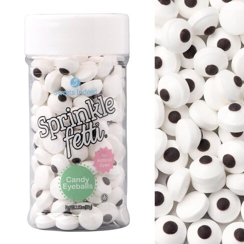 Sweets Indeed Dye-Free Candy Eyeball Sprinkles, 2.92 oz | Edible Sugar Eyeball Decorations for Cookies, Cupcakes & Cakes | No Artificial Dyes in Saudi Arabia