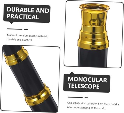 SUPVOX Compact Monocular Pirate Telescope Handheld Spyglass for Boys and Portable Black Gold Edge Science Exploration Tool for Outdoor Adventure and Birthday Gift in Saudi Arabia
