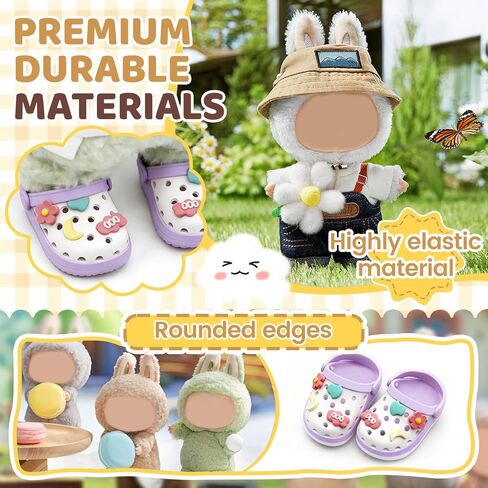 Doll Shoes,6.7in(17cm) Plastic Doll Dress up Shoes,Doll Decoration Accessories for Mini Clog Shoes with Cute Decoratives,Dual-Tone Oil Painting Design with Removable Ornament (Pink) in Saudi Arabia