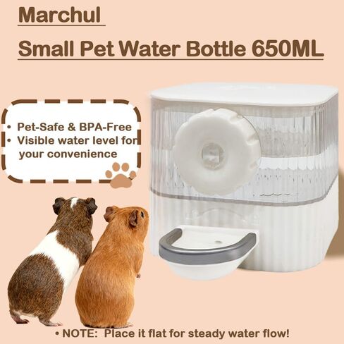 Marchul No Drip Rabbit Water Dispenser 650ml, Top Fill Pet Water Bowl Bottle Dishwasher-Safe for Rabbits, Bunny Guinea Pig Ferret, Puppy Kitten, Other Small Animals, BPA Free in Kuwait