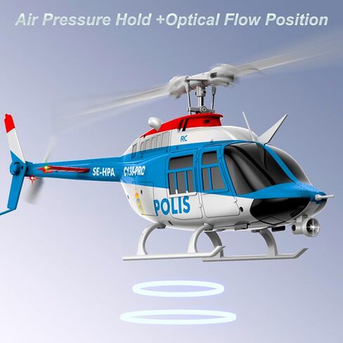 C138Pro 206 Remote Controlled Helicopter for Adults Beginners RC Heli Aileronless 6CH 6-Axis Gyroscope Air Pressure Hold Optical Flow Position Fly Upside Down 3D Rolling RTF 2Batteries in Saudi Arabia
