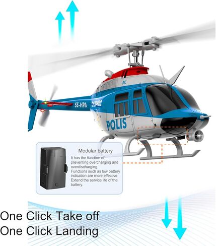 C138Pro 206 Remote Controlled Helicopter for Adults Beginners RC Heli Aileronless 6CH 6-Axis Gyroscope Air Pressure Hold Optical Flow Position Fly Upside Down 3D Rolling RTF 2Batteries in Saudi Arabia