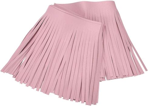 MECCANIXITY 2 Yards PU Leather Fringe Trim, 6 Inch(15cm) Wide Double Side Leather Sewing Tassel Trim Ribbon for DIY Craft Sewing Clothing Handbag Embellishment Decoration, Pink in Saudi Arabia