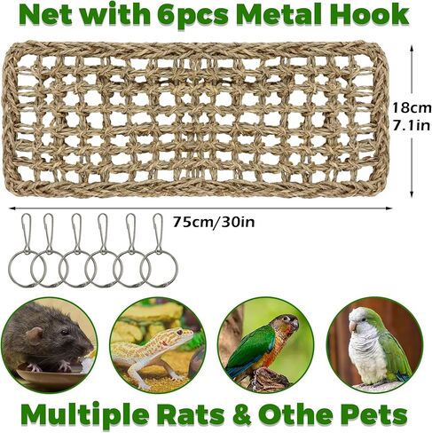 ألعاب تسلق الفئران للقفص مقاس 30 × 7 بوصة، حصيرة الأعشاب البحرية الطبيعية القابلة للمضغ مع خطافات معدنية، أدوات كسر السقوط الناعمة للفئران، لعبة جسر سلم الفئران مع رائحة عشبية خفيفة، ملحقات قفص أرجوحة القوارض in Kuwait