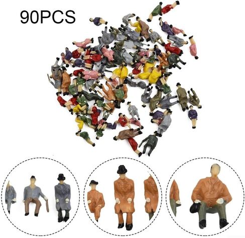 90-Piece HO Scale Model Railroad Seated People Figures, 1:87 Scale Assorted Color Sitting Passengers for Train Layouts and Scenery in Kuwait