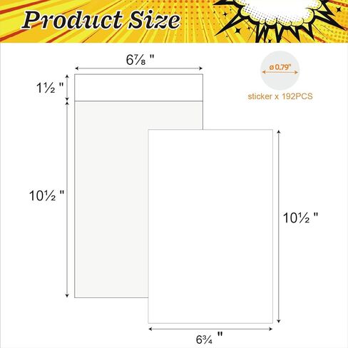 100ct Current Comic Bags and Boards - Reusable Modern Comic Sleeves 6 7/8 x10 1/2 Inch with Stickers, Acid-Free Comics Backing Boards, 1 1/2 Flap Clear Protectors with cardboards in Saudi Arabia