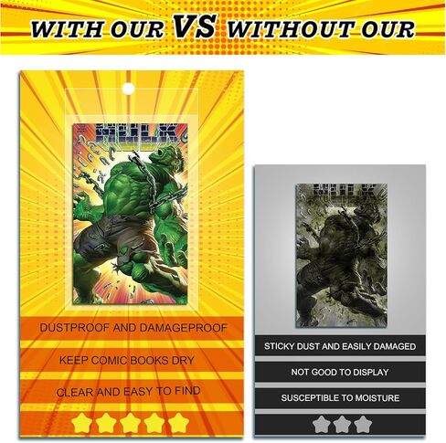 100ct Current Comic Bags and Boards - Reusable Modern Comic Sleeves 6 7/8 x10 1/2 Inch with Stickers, Acid-Free Comics Backing Boards, 1 1/2 Flap Clear Protectors with cardboards in Saudi Arabia
