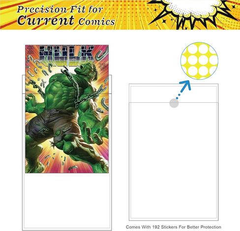 100ct Current Comic Bags and Boards - Reusable Modern Comic Sleeves 6 7/8 x10 1/2 Inch with Stickers, Acid-Free Comics Backing Boards, 1 1/2 Flap Clear Protectors with cardboards in Saudi Arabia