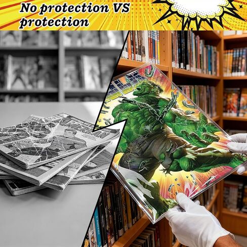 100ct Current Comic Bags and Boards - Reusable Modern Comic Sleeves 6 7/8 x10 1/2 Inch with Stickers, Acid-Free Comics Backing Boards, 1 1/2 Flap Clear Protectors with cardboards in Saudi Arabia