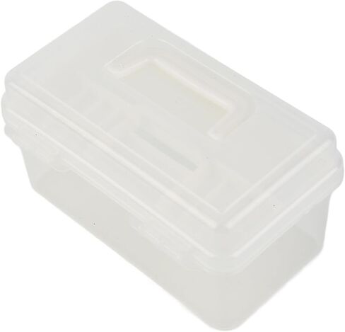 صندوق تنظيم تخزين Fafeicy Art Supply، صندوق/غطاء بلاستيكي شفاف بمقبض، تخزين محمول للرسم والحرف اليدوية، 7.9 × 4.1 × 4.7 بوصة للفنانين والطلاب (أبيض) in Kuwait