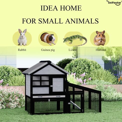 Chicken coop and activity area, dual-level rabbit cage for indoor/outdoor use, accommodates 2-3 chickens. Includes ramp and leak-proof deep-draw tray. Suitable for chicks and rabbits (black). in Saudi Arabia