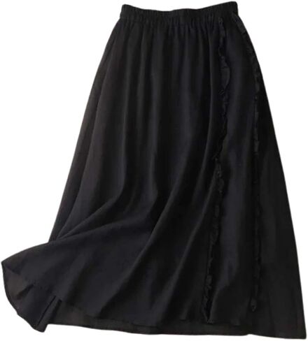 Women Bohemian Beach A-Line Dress Double Layer Elastic Waist Long Maxi Skirt in Saudi Arabia