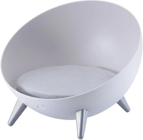Cat Bed Sofa with Sturdy Legs Cat Furniture for Indoor Cats Round for Puppy Kitten Hemispherical with Cushion Raised Pet Bed, Wood Grain Legs in Saudi Arabia