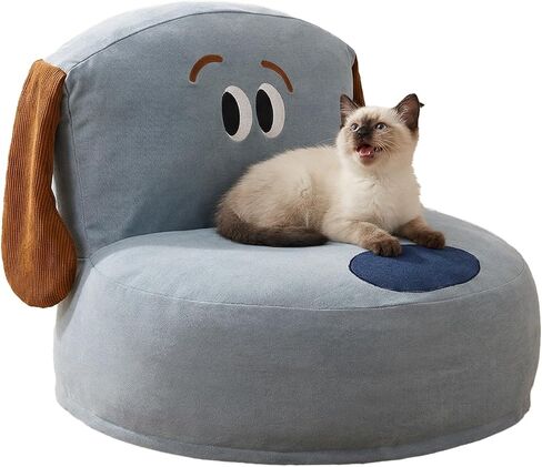 ZEZE Denim Furniture Style Sofa Dog Bed - كرسي مريح مستوحى من الدنيم للحيوانات الأليفة للقطط والكلاب الصغيرة، وسادة قطيفة ناعمة، ديكور منزلي أنيق، سلالة صغيرة، غطاء قابل للإزالة، 21 لتر × 20 عرض × 10 ارتفاع بوصة in Kuwait