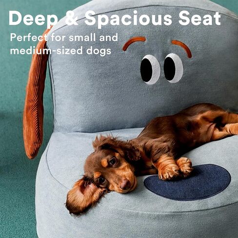 ZEZE Denim Furniture Style Sofa Dog Bed - كرسي مريح مستوحى من الدنيم للحيوانات الأليفة للقطط والكلاب الصغيرة، وسادة قطيفة ناعمة، ديكور منزلي أنيق، سلالة صغيرة، غطاء قابل للإزالة، 21 لتر × 20 عرض × 10 ارتفاع بوصة in Kuwait