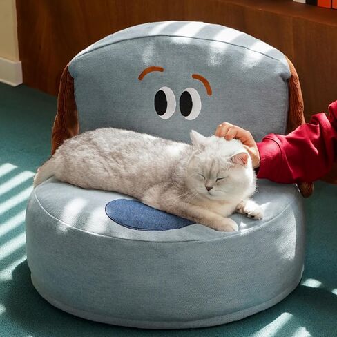 ZEZE Denim Furniture Style Sofa Dog Bed - كرسي مريح مستوحى من الدنيم للحيوانات الأليفة للقطط والكلاب الصغيرة، وسادة قطيفة ناعمة، ديكور منزلي أنيق، سلالة صغيرة، غطاء قابل للإزالة، 21 لتر × 20 عرض × 10 ارتفاع بوصة in Kuwait