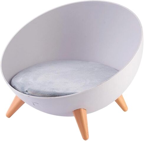 Elevated Cat Bed Sofa Nordic Creative Comfortable Cat Supplies Stool Round for Indoor Cats with Sponge Cushion Raised Pet Bed, Wood Grain Legs in Saudi Arabia