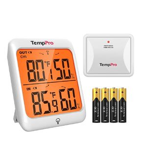 ثيرموبرو TP62 داخل وخارج المنزل ميزان حرارة لاسلكي لرطوبة الطقس، 200 قدم/60 متر، مستشعر رطوبة درجة الحرارة، إضاءة خلفية داخلية للغرفة لحديقة الدفيئة in Kuwait