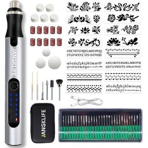 قلم نقش USB قابل لإعادة الشحن من JANGKLIFE مع 42 قطعة، مجموعة أدوات دوارة صغيرة، نقش للخشب والمعادن والزجاج والبلاستيك - مثالي للأعمال اليدوية والمجوهرات وصناعة النماذج in Kuwait