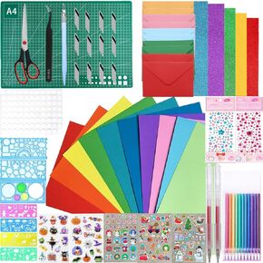 200Pcs Card Making Kits for Adults and Kids- DIY Greeting Card Kits includes Blank Cards Glitter Cardstock Colorful Envelopes with Decoration Accessories for Craft Birthday Thanksgiving Christmas in Kuwait