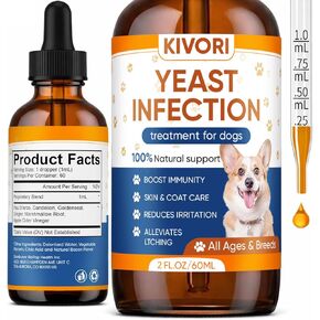 Yeast Infection Drops, Yeast Infection Treatment for Dogs - Dog Ear, Paw & Skin Itch Relief, Improves Coat & Skin, Inflammation Relief for Dogs - 2 fl oz (60ml) (1) in Saudi Arabia