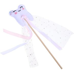 VOSAREA Fairy Wand with Ribbon Cute Teeth Fairy Stick Wand Prop Costume Accessories for Cospaly Party Dress Up Decorations in Kuwait