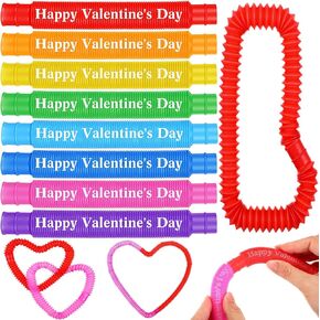 Skylety 16 Pack Valentines Day Gifts for Kids ,Valentines Colorful Pop Tubes Sensory Fidget Toys for Preschool School Classroom Exchange Valentine's Day Party Favors Goodie Bags Boys Girls in Saudi Arabia