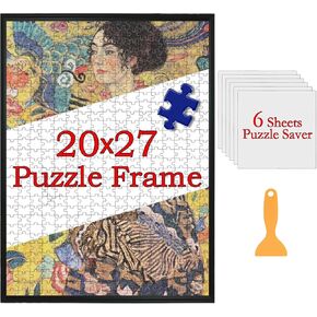 Premium 20x27 Puzzle Frame for Finished Puzzles, Aluminium Alloy Puzzle Frame Kit with Protective Cover, Horizontal & Vertical Display, Includes 6 Puzzle Saver Sheets(Black,1 Pack) in Saudi Arabia