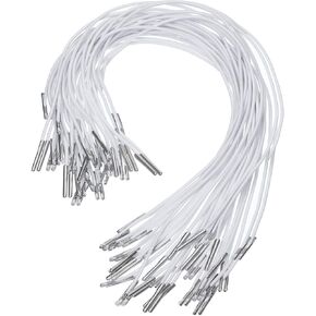 30 PCS Elastic Cords with Metal Ends, Party Hat Bands 11.8 Inch White Nylon Stretch Band, Round Rope Thread String Extender Strap for Mask, DIY Craft, Party Hat String, Book Binding in Kuwait