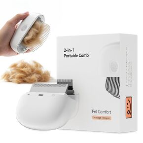 مشط 2 في 1 للقطط - فرشاة ناعمة للحيوانات الأليفة للتزيين، مشط معدني للبراغيث لإزالة الشعر وفك تشابك الشعر، أداة محمولة مريحة للحيوانات الأليفة ذات الشعر الطويل والقصير في الأماكن المغلقة in Kuwait
