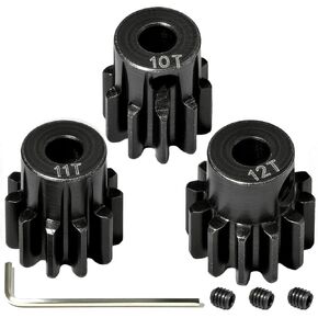 0.8M Pinion Gear Set Hardened Steel 3.175mm Shaft 10T 11T 12T Pinion Gears with Screws and Hex for Tamiya, Traxxas, Arrma, Axial, Losi, HPI 1/10 RC Car Brushless Brush Motor Upgrade in Saudi Arabia