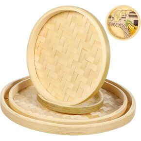 Toyvian 4pcs Bamboo Dustpan Handmade Rattan Woven Storage Plate Woven Tray for Chinese Kitchen Decor DIY Painting in Saudi Arabia