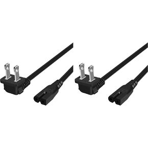 كابل طاقة مستقطب بطول 3 أقدام 90 درجة بفتحتين، كابل طاقة بزاوية 18 AWG IEC320 C7 إلى NEMA 1-15P، 0.9 متر/أسود in Saudi Arabia