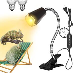 Dallfoll Reptile Heat Lamp, UVA UVB Reptile Timing Heat Lamp, with 360°Rotatable Swivel and Clamp, Heating Lamp for Turtle, Lizard, Bearded Dragon in Kuwait