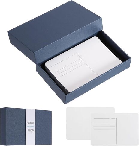 MECCANIXITY 40Sheets Watercolor Postcards, 100% Cotton 4"x6" Watercolor Paper Blank Postcard W Yellow Cap White Waistband Hot Pressed for Mailing Painting Invitation Cards(140lb/300gsm) Yellow in Saudi Arabia