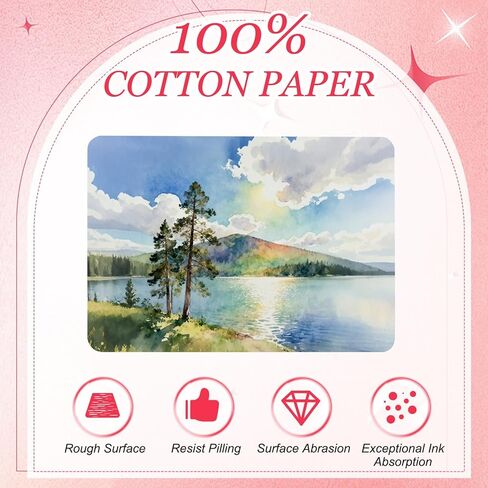 MECCANIXITY 20 Sheets Watercolor Postcards, 100% Cotton 4x6 Inch Watercolor Paper Blank Postcards Art Supplies Rough for Mailing Painting Invitations Greeting Cards(140lb/300gsm), White in Saudi Arabia