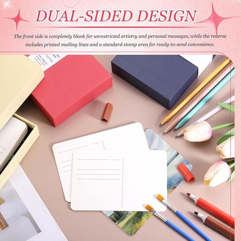 MECCANIXITY 20 Sheets Watercolor Postcards, 100% Cotton 4x6 Inch Watercolor Paper Blank Postcards Art Supplies Rough for Mailing Painting Invitations Greeting Cards(140lb/300gsm), White in Saudi Arabia