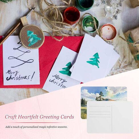 MECCANIXITY 20 Sheets Watercolor Postcards, 100% Cotton 4x6 Inch Watercolor Paper Blank Postcards Art Supplies Rough for Mailing Painting Invitations Greeting Cards(140lb/300gsm), White in Saudi Arabia