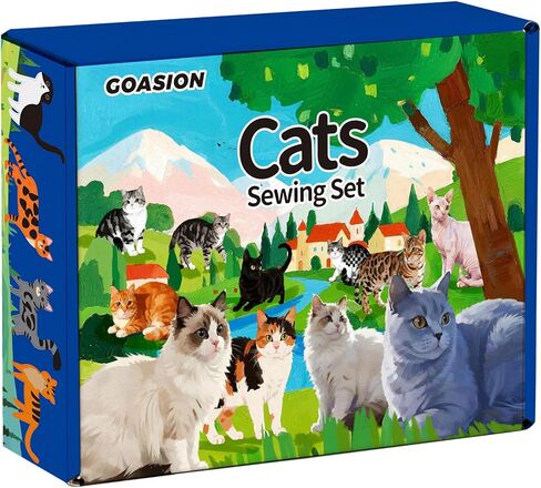 مجموعة الخياطة GOASION للأطفال، مجموعة الخياطة للأطفال القطط، تصميم مثقوب مسبقًا للزينة المعلقة DIY، حلمة الخياطة للمبتدئين من سن 8 إلى 12 عامًا، هدية عيد ميلاد للأولاد والبنات in Kuwait