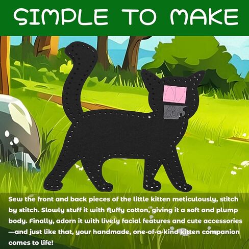 مجموعة الخياطة GOASION للأطفال، مجموعة الخياطة للأطفال القطط، تصميم مثقوب مسبقًا للزينة المعلقة DIY، حلمة الخياطة للمبتدئين من سن 8 إلى 12 عامًا، هدية عيد ميلاد للأولاد والبنات in Kuwait