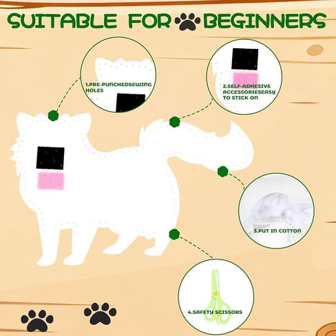 مجموعة الخياطة GOASION للأطفال، مجموعة الخياطة للأطفال القطط، تصميم مثقوب مسبقًا للزينة المعلقة DIY، حلمة الخياطة للمبتدئين من سن 8 إلى 12 عامًا، هدية عيد ميلاد للأولاد والبنات in Kuwait