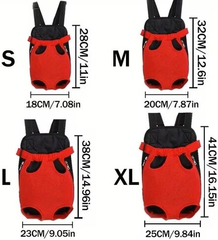 Adjustable Pet Carrier Backpack for Small Dogs and Cats - Comfortable Legs Out Travel Bag with Front Carrier - Red, M in Saudi Arabia