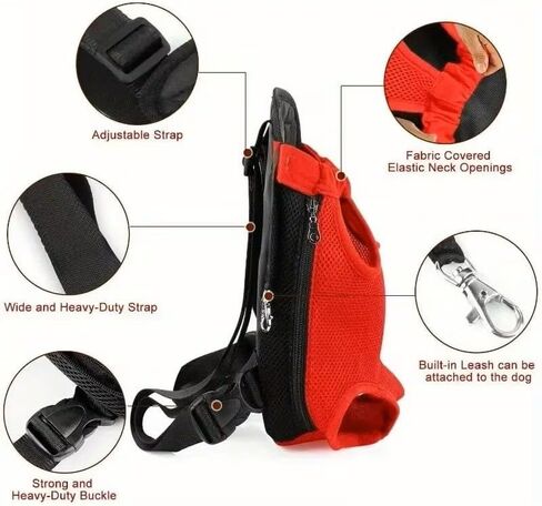 Adjustable Pet Carrier Backpack for Small Dogs and Cats - Comfortable Legs Out Travel Bag with Front Carrier - Red, M in Saudi Arabia