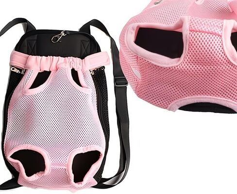 Adjustable Pet Carrier Backpack for Small Dogs and Cats - Comfortable Legs Out Travel Bag with Front Carrier - Pink, M in Saudi Arabia