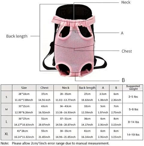 Adjustable Pet Carrier Backpack for Small Dogs and Cats - Comfortable Legs Out Travel Bag with Front Carrier - Pink, M in Saudi Arabia