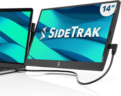 شاشة SideTrak Swivel مقاس 14 بوصة محمولة قابلة للفصل للكمبيوتر المحمول FHD TFT USB وشاشة مزدوجة مع مسند | متوافقة مع أجهزة Mac والكمبيوتر الشخصي والكروم | تناسب جميع أحجام أجهزة الكمبيوتر المحمول | مدعوم من USB-C أو Mini HDMI in Kuwait